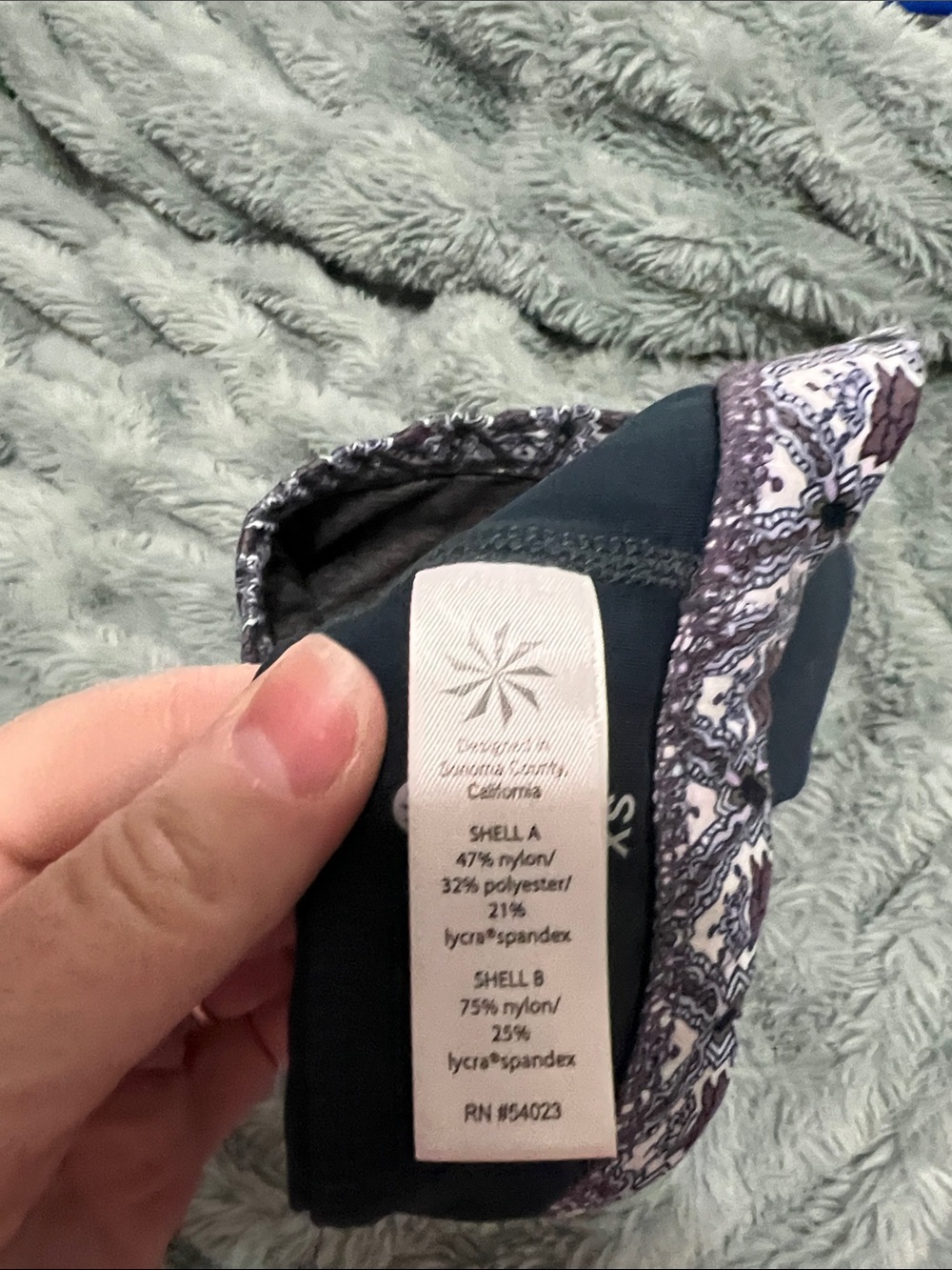 Athleta Reversible Bralette — Gray & Dark Teal with Patterned Trim - Picture 5 of 5